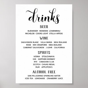 Poster Sinal de menu Bar clássico de caligrafia de fonte
