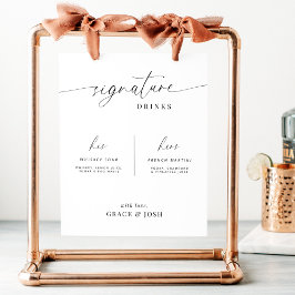 Poster Sinal de menu Bar de coquetel da bebida de assinat