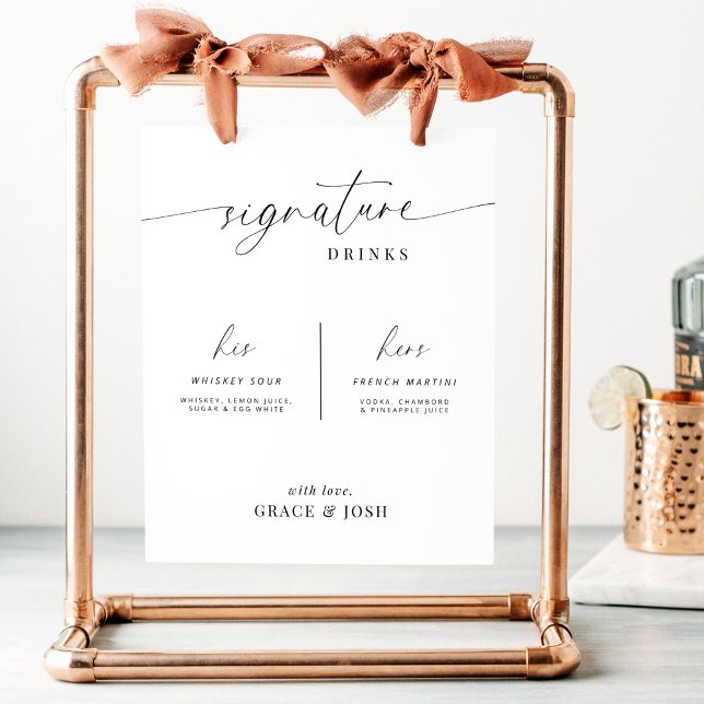 Poster Sinal de menu Bar de coquetel da bebida de assinat (Criador carregado)