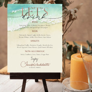 Poster Sinal de menu Bebidas Bachelorette Script do Beach