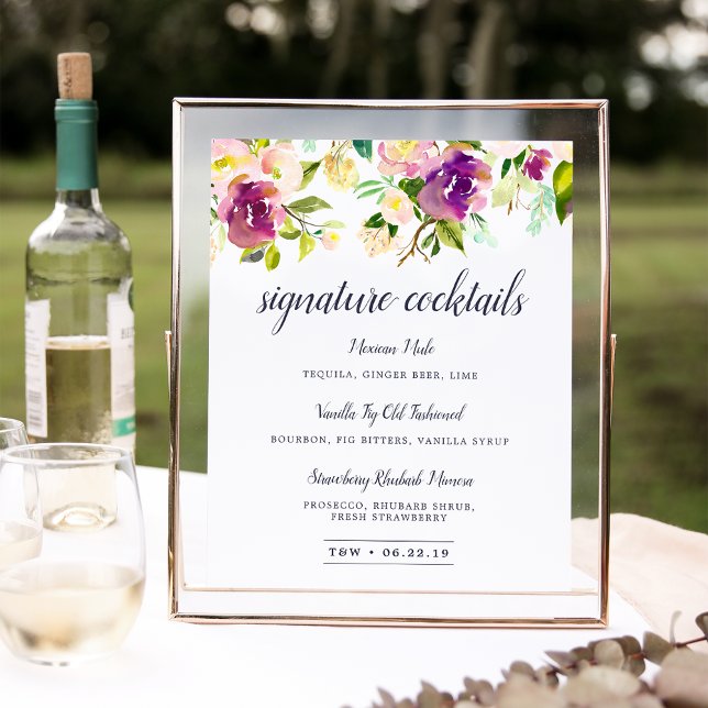 Póster Sinal de Menu Cocktail de Assinatura Bloqueio Vibr (Criador carregado)