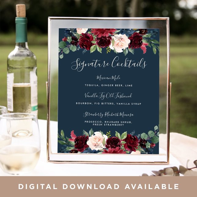 Poster Sinal de Menu Cocktail de Assinatura de Bloqueio R (Criador carregado)