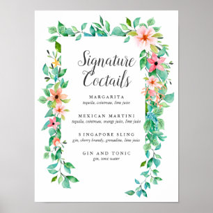 Poster Sinal de Menu Cocktail de Assinatura do Hibiscus T