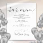 Poster Sinal de Menu de Bar com Letra Cursiva Cinza e Bra<br><div class="desc">Este letreiro de menu de bar minimalista com letra cursiva é perfeito para todas as celebrações. Criado por Thisisnotme©</div>