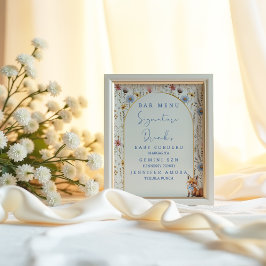 Poster Sinal de Menu de Bar da Floresta Floral para Chás 