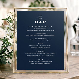 Poster Sinal de Menu de Bar de Casamento Clássico Chic Mi