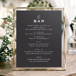 Poster Sinal de Menu de Bar de Casamento Clássico Chic Mi