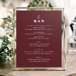 Poster Sinal de Menu de Bar de Casamento Clássico Chic Mi
