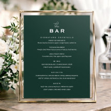 Sinal de Menu de Bar de Casamento Clássico Minimal