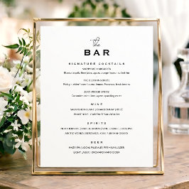 Poster Sinal de Menu de Bar de Casamento Clássico Minimal