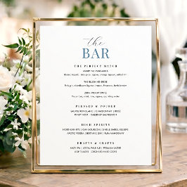 Poster Sinal de Menu de Bar de Casamento Elegante Chic Mi
