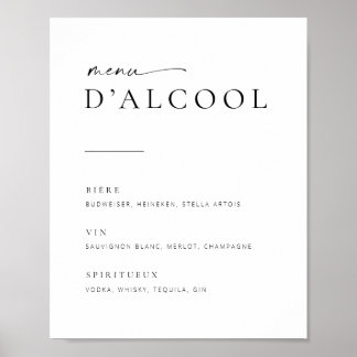 Poster Sinal de Menu de Bar de Casamento em Script Modern
