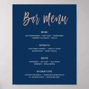 Poster Sinal de Menu de Bar de Casamento Rústico Moderno 