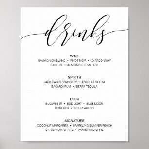 Poster Sinal de Menu de Bar de Casamento Rústico Moderno 