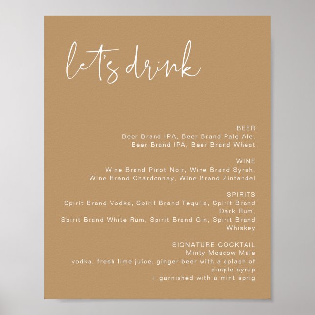 Poster Sinal de Menu de Bar INDIE Boho Tons Terrosos Vamo (Frente)