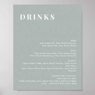 Poster Sinal de Menu de Bar Moderno Verde Sage NINA