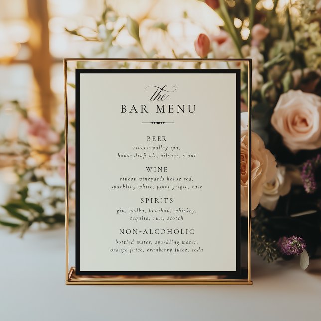 Poster Sinal de Menu de Bar Soberbo para Casamento (Criador carregado)