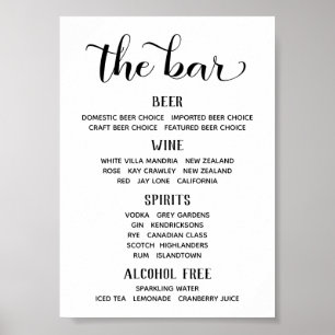 Poster Sinal de Menu de Barra Clássico Caligrafia Fonte S