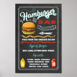 Poster Sinal de Menu de Barra de Hambúrguer para Festa