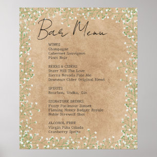 Poster Sinal de Menu de Barra de Noiva de Bebê Respiração