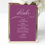 Poster Sinal de Menu de Bebidas de Casamento Chic Pink Ca<br><div class="desc">Sinal de Menu de Bebidas de Casamento Preto e Branco</div>