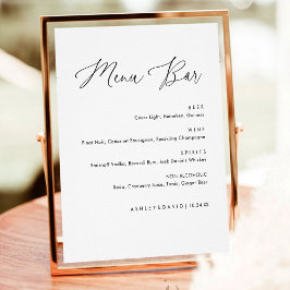Poster Sinal de Menu de Bebidas de Casamento com Caligraf