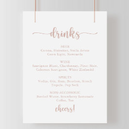 Poster Sinal de Menu de Bebidas de Casamento com Caligraf