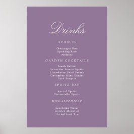 Poster Sinal de Menu de Bebidas de Casamento em Caligrafi