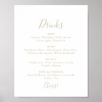 Sinal de Menu de Bebidas de Casamento Minimalista 