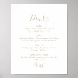 Poster Sinal de Menu de Bebidas de Casamento Minimalista
