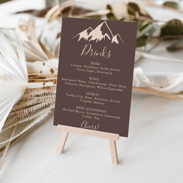 Poster Sinal de Menu de Bebidas de Casamento no Campo da  (Criador carregado)
