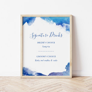 Poster Sinal de Menu de Bebidas de Casamento Sapphire Tid