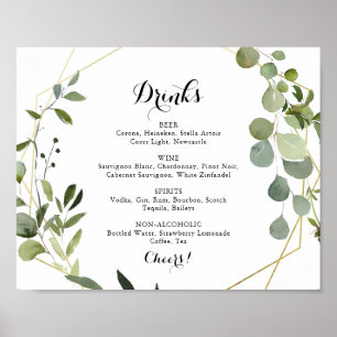Poster Sinal de Menu de Bebidas de Casamento Tropical Dou