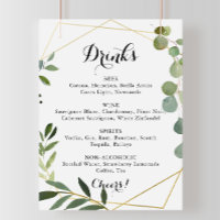 Sinal de Menu de Bebidas de Casamento Tropical Dou