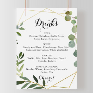 Poster Sinal de Menu de Bebidas de Casamento Tropical Dou