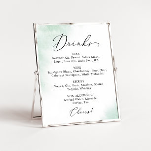 Poster Sinal de Menu de Bebidas de Casamento Verde Lava