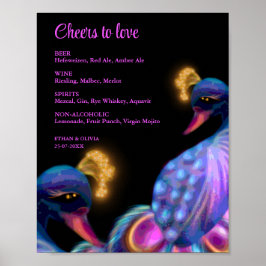 Poster Sinal de menu de bebidas de Pacock Jewel Tones