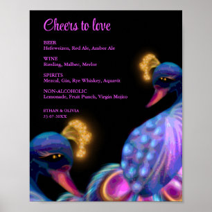 Poster Sinal de menu de bebidas de Pacock Jewel Tones