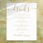 Poster Sinal de Menu de Bebidas de Script de Assinatura D<br><div class="desc">Este cartaz de menus minimalista de guião dourado elegante é perfeito para a sua celebração de casamento. Projetado por Thisnotme©</div>