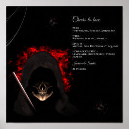 Poster Sinal de menu de bebidas góticas com alma escura e