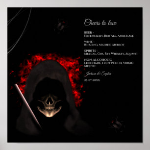 Poster Sinal de menu de bebidas góticas com alma escura e