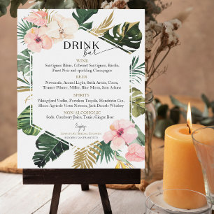 Poster Sinal de menu de bebidas tropicais com Chá de pane