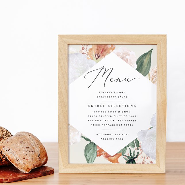 Poster Sinal de Menu de Casamento Boho Blooms (Criador carregado)
