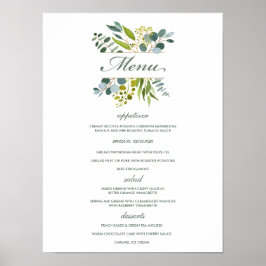 Poster Sinal de Menu de Casamento de Folhagem de Molercol