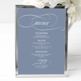 Poster Sinal de Menu de Casamento Simples Elegante Azul E