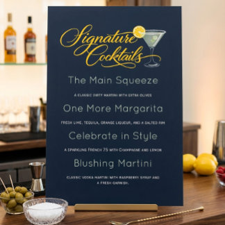 Poster Sinal de Menu de Coquetel Navy Margarita Martini