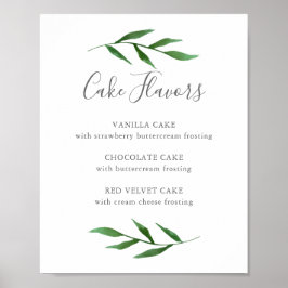 Poster Sinal de Menu de Sabores de Bolo de Casamento Eleg