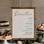 Poster Sinal de Menu Desserts de Casamento Coração Modern<br><div class="desc">Cartaz de cardápio de sobremesas de casamento personalizado com poster elegante caligrafia cardíaca com design branco e preto moderno.</div>