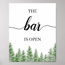 Poster Sinal de Menu do Bar de Casamento Pine Tree The Ba