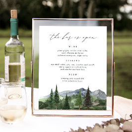 Poster Sinal de Menu do Bar de Casamento Timberline | Mou